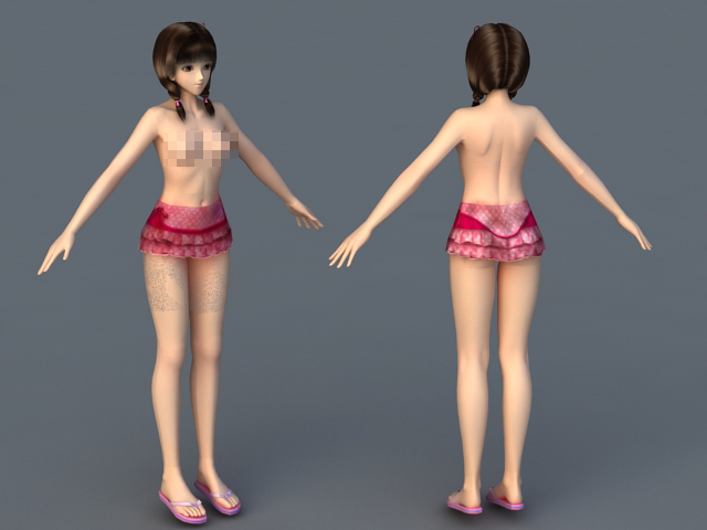 Sexy Beach Girl 3d rendering