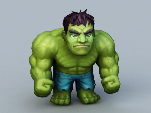 Cartoon Chibi Hulk 3d rendering