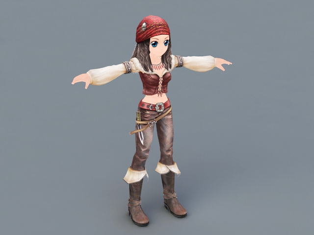 Anime Pirate Girl 3d rendering