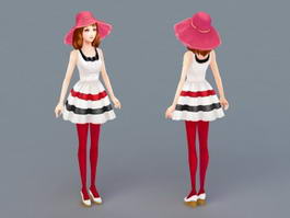 Summer Lady 3d model preview
