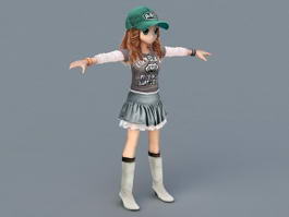 Athletic Anime Girl 3d model preview