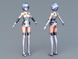 Cyberpunk Girl Warrior 3d model preview
