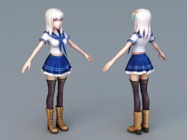 Anime School Girl 3d model preview