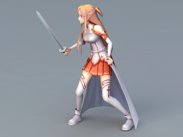 Yuuki Asuna - Sword Art Online Free 3D Model by ilham45