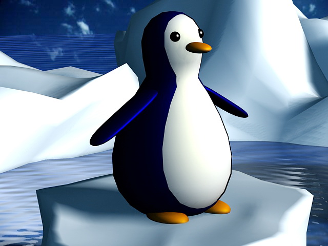 Glacier Penguin 3d rendering