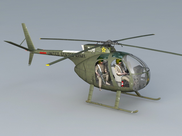 US Army OH-6 Helicopter 3d rendering