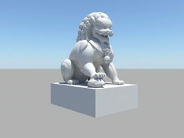 Guardian Lion Statue 3d model preview