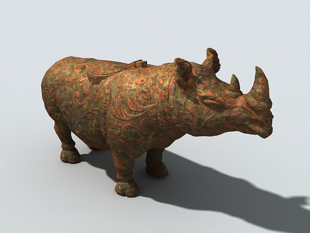 Bronze Rhinoceros 3d rendering