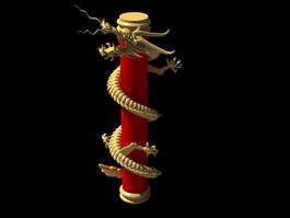 Chinese Dragon Pillars Column 3d preview