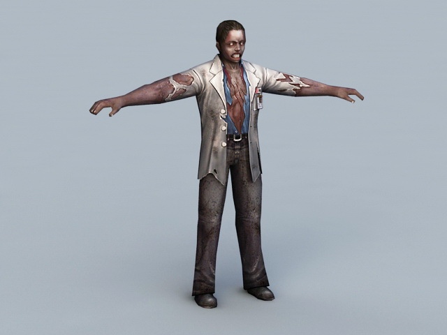 Black Male Zombie Rig 3d rendering