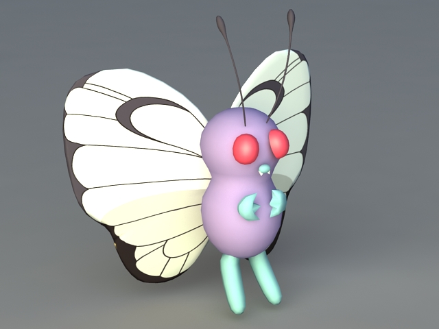 Cartoon Butterfly 3d rendering