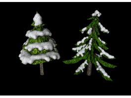 Snowy Pine Trees 3d model preview