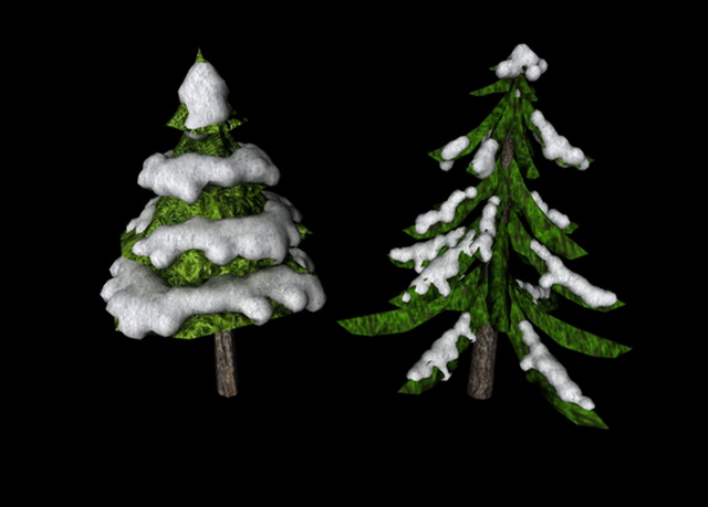 Snowy Pine Trees 3d rendering