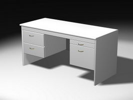 White Office Desk 3d model preview