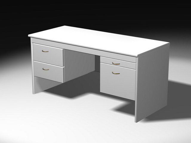 White Office Desk 3d rendering