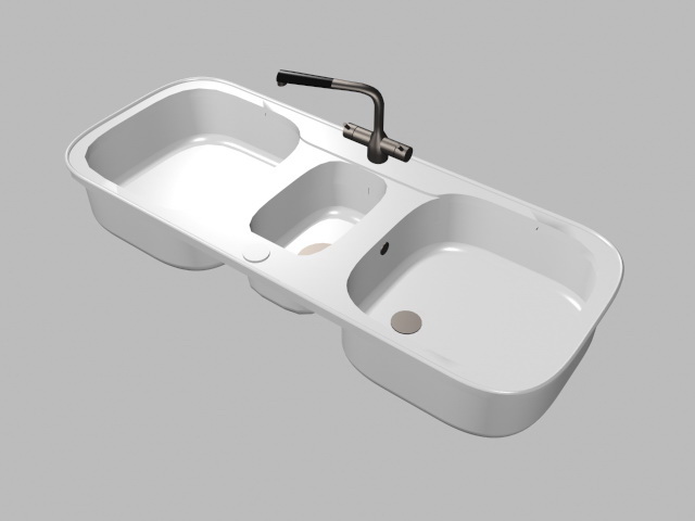 Double Kitchen Sink 3d rendering