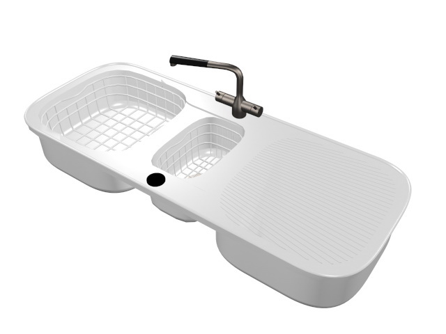 Kitchen Sink with Drainboard 3d rendering