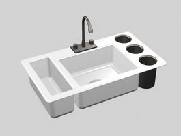 White Ceramic Kitchen Sink 3d model preview