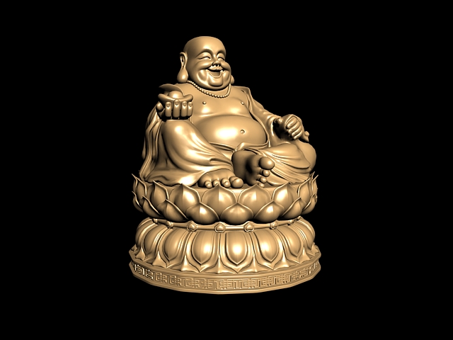Chinese Laughing Buddha Statue 3d rendering