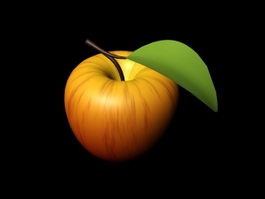 Apple with Leaf 3d preview
