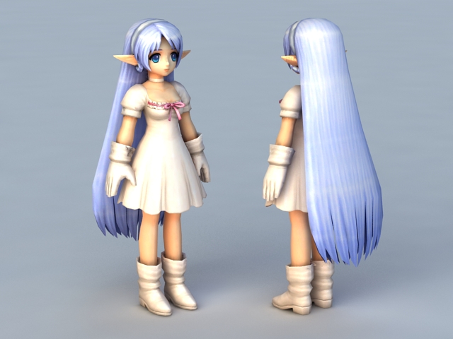Anime Elf Princess 3d rendering