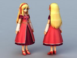 Elf Princess Anime Girl 3d model preview