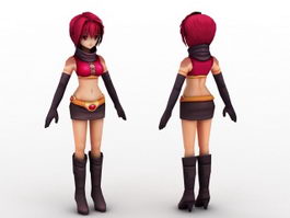 Beautiful Anime Woman 3d model preview