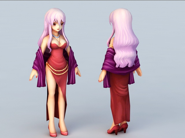 Motherly Anime Woman 3d rendering
