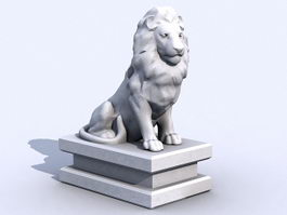 Stone Lion Statue 3d model preview