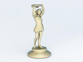 Bronze Woman Statue 3d model preview