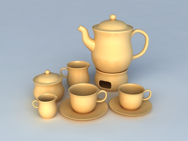 English Tea Sets 3d rendering