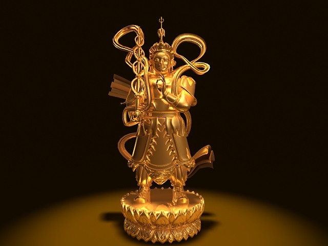 Skanda Bodhisattva Statue 3d rendering