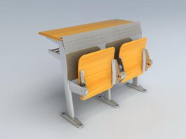 Fixed Floor School Desk and Chair 3d preview