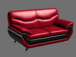 Red Leather Loveseat 3d model preview