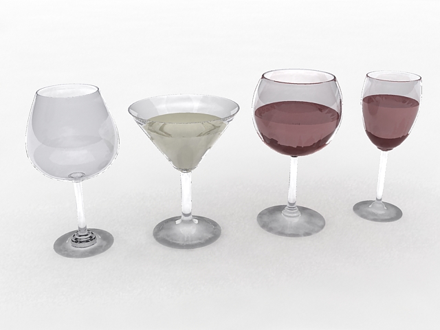 Wine Glasses 3d rendering