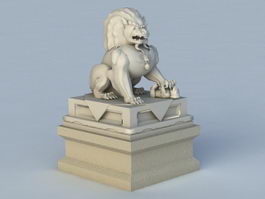 Asian Lion Statue 3d model preview