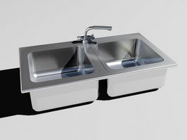 Stainless Steel Kitchen Sink 3d model preview