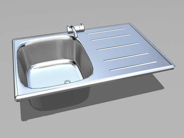 Single Bowl Kitchen Sink 3d rendering
