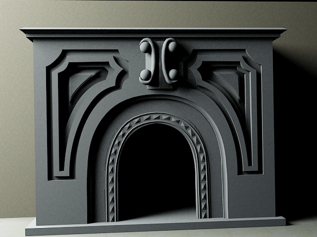 Stone Fireplace 3d rendering