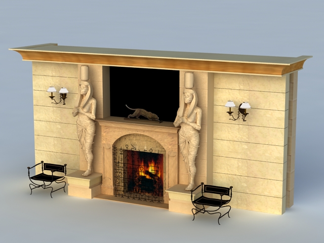 Egyptian Fireplace 3d rendering