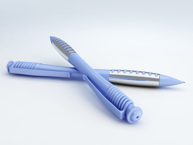 Blue Ballpoint Pen 3d rendering