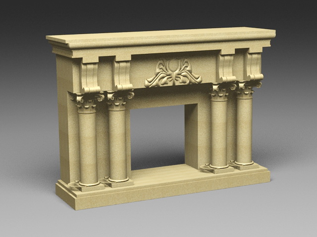 Sandstone Fireplace 3d rendering