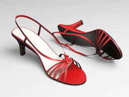 Red Evening Sandals 3d model preview