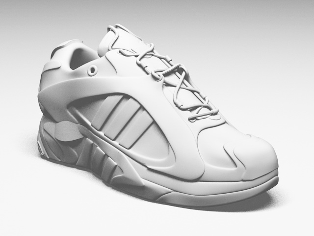 White Leather Sneaker 3d rendering