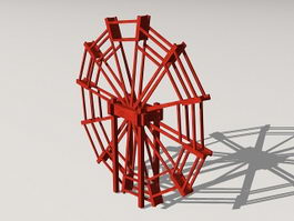 Wooden Waterwheel 3d model preview