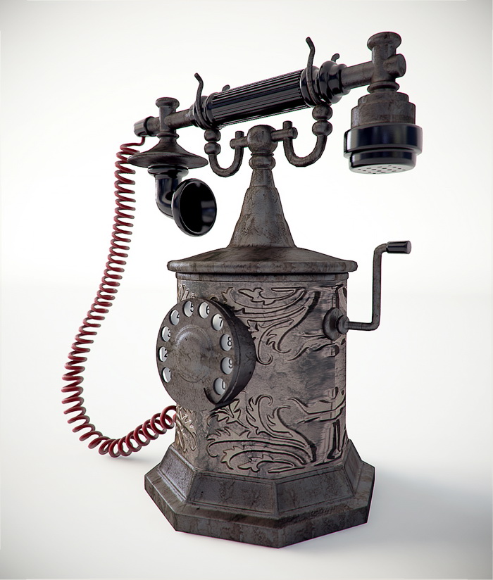 Antique Phone 3d rendering