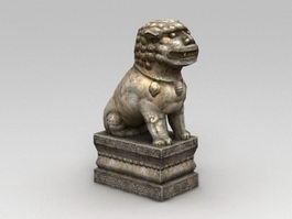Stone Temple Lion 3d model preview