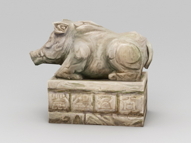 Stone Pig Sculpture 3d rendering