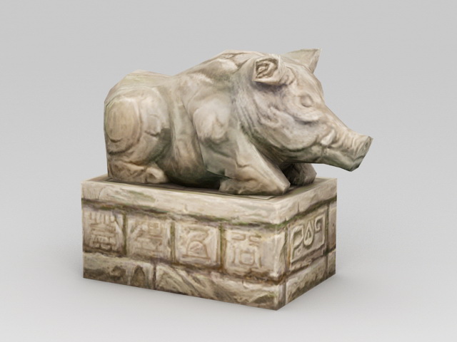 Stone Pig Sculpture 3d rendering