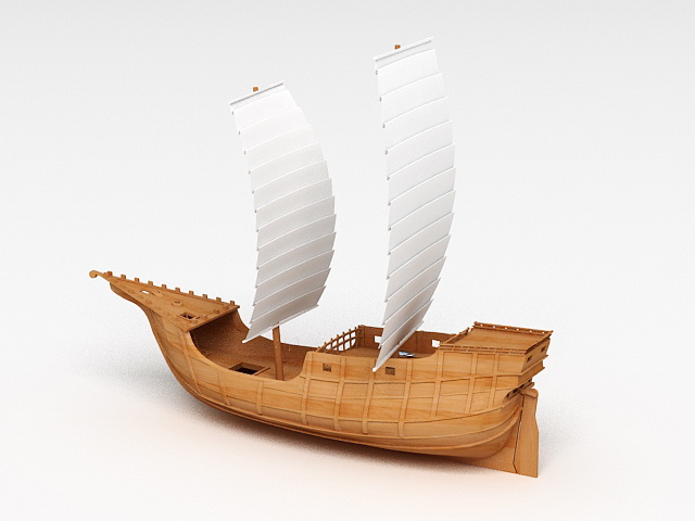 Wooden Sailing Ship 3d rendering